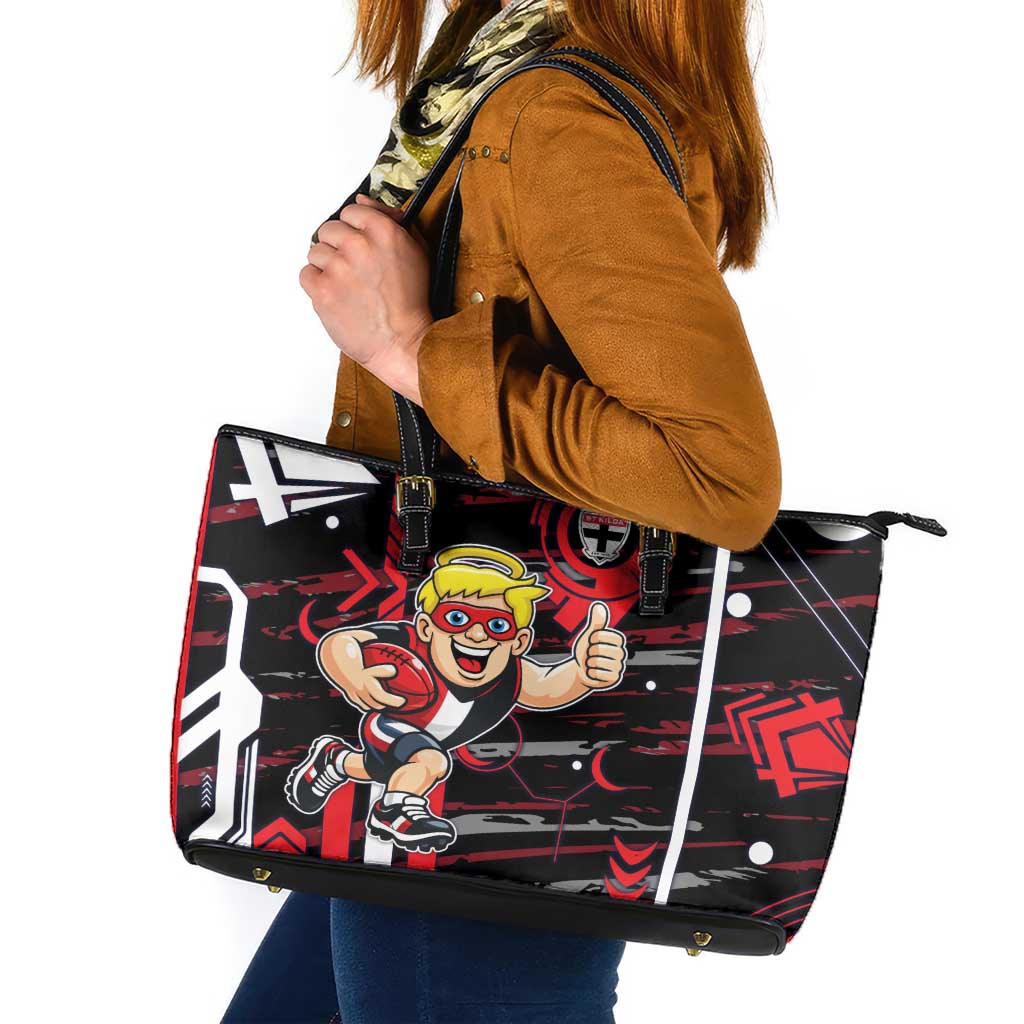 St Kilda Saints Leather Tote Bag Mascot Cartoon Football Illustration Style