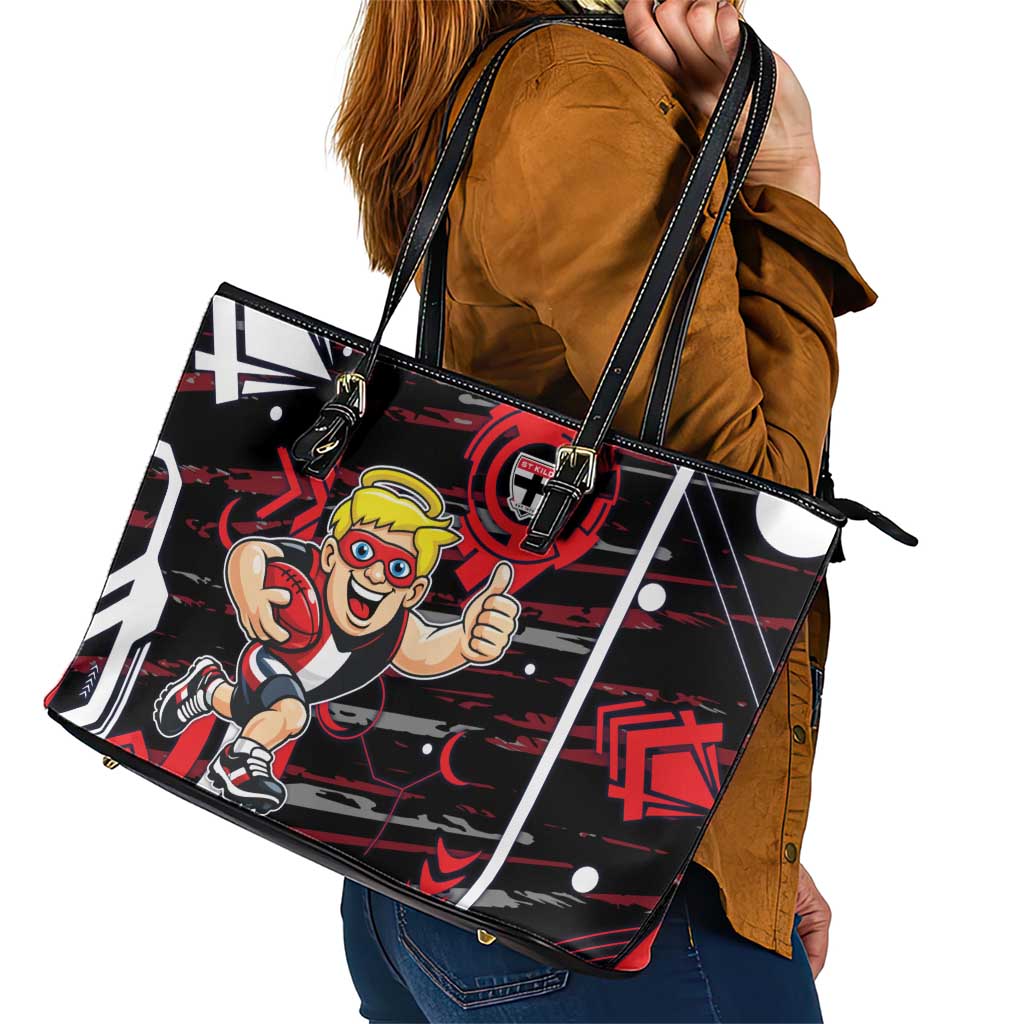 St Kilda Saints Leather Tote Bag Mascot Cartoon Football Illustration Style