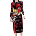 St Kilda Saints Long Sleeve Bodycon Dress Mascot Cartoon Football Illustration Style