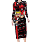 St Kilda Saints Long Sleeve Bodycon Dress Mascot Cartoon Football Illustration Style