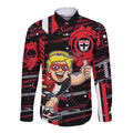 St Kilda Saints Long Sleeve Button Shirt Mascot Cartoon Football Illustration Style