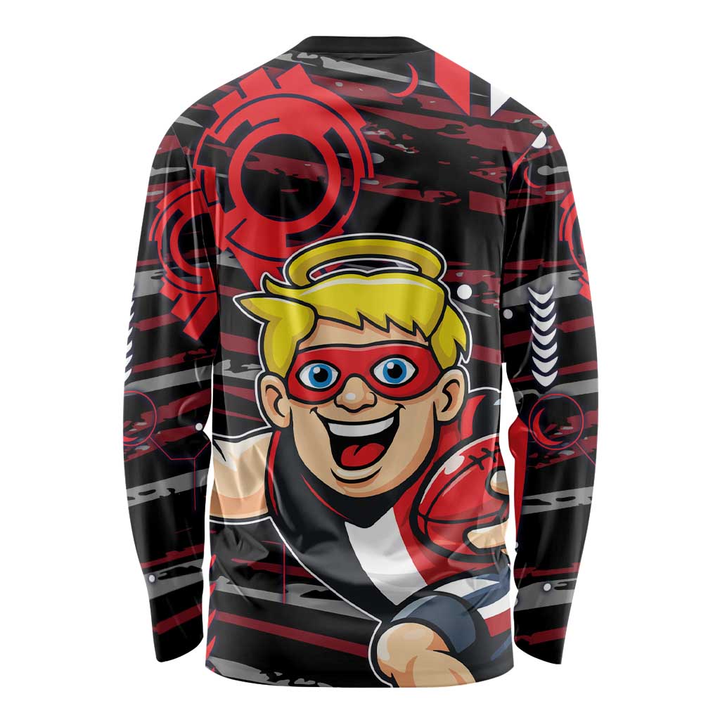 St Kilda Saints Long Sleeve Shirt Mascot Cartoon Football Illustration Style