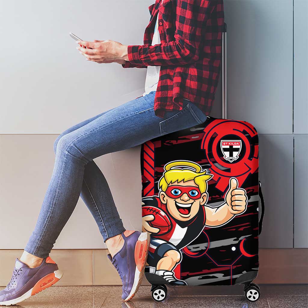 St Kilda Saints Luggage Cover Mascot Cartoon Football Illustration Style