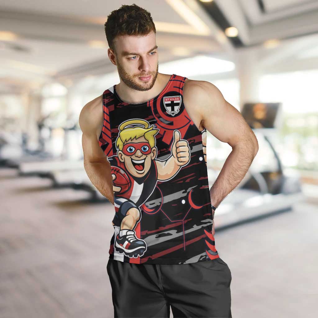 St Kilda Saints Men Tank Top Mascot Cartoon Football Illustration Style
