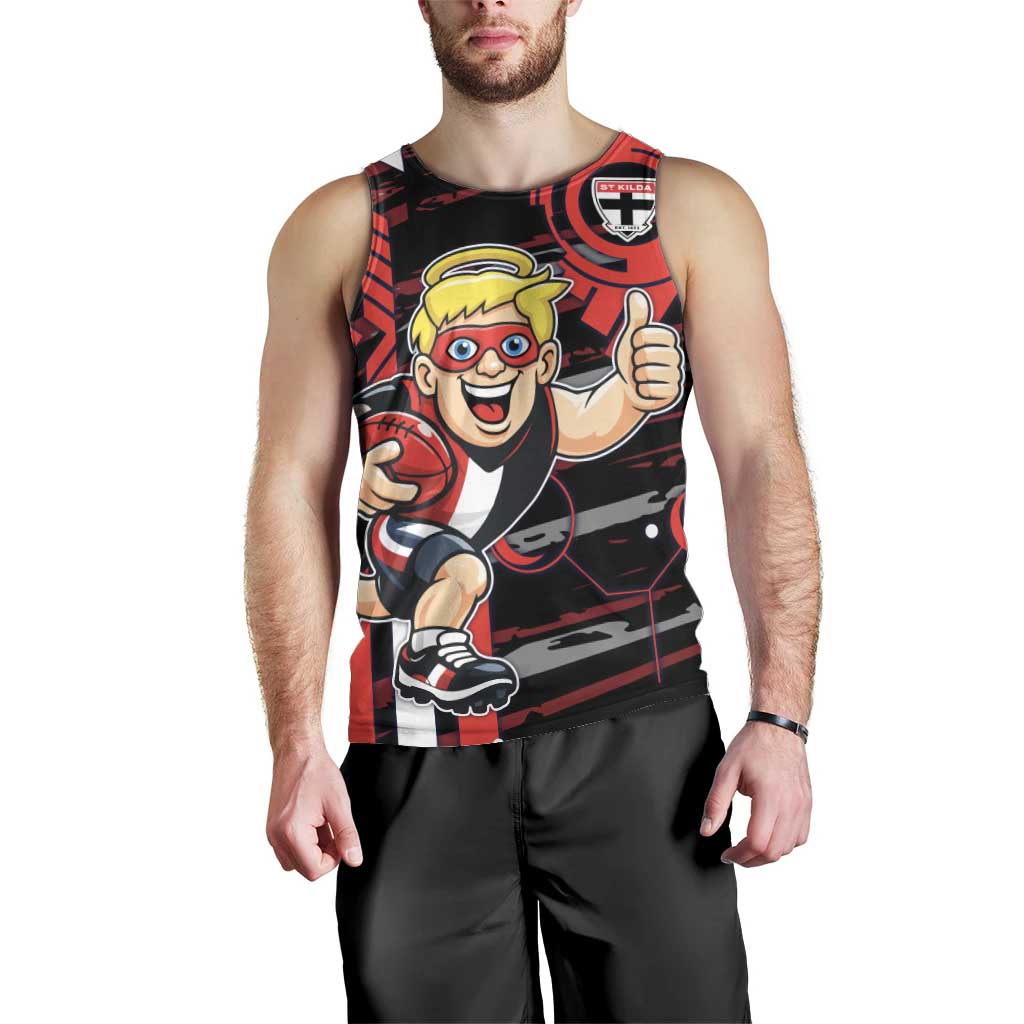 St Kilda Saints Men Tank Top Mascot Cartoon Football Illustration Style