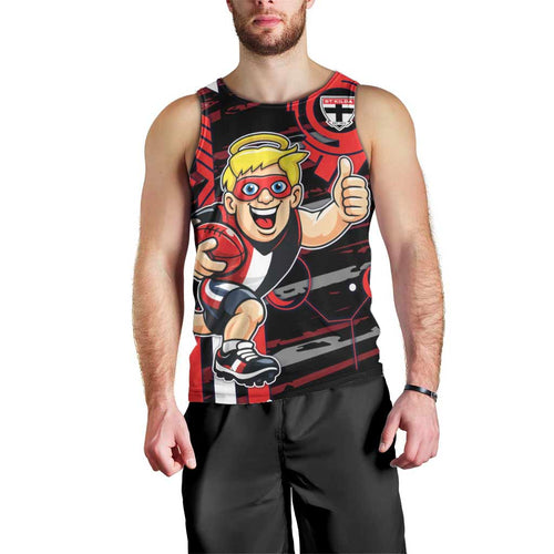 St Kilda Saints Men Tank Top Mascot Cartoon Football Illustration Style
