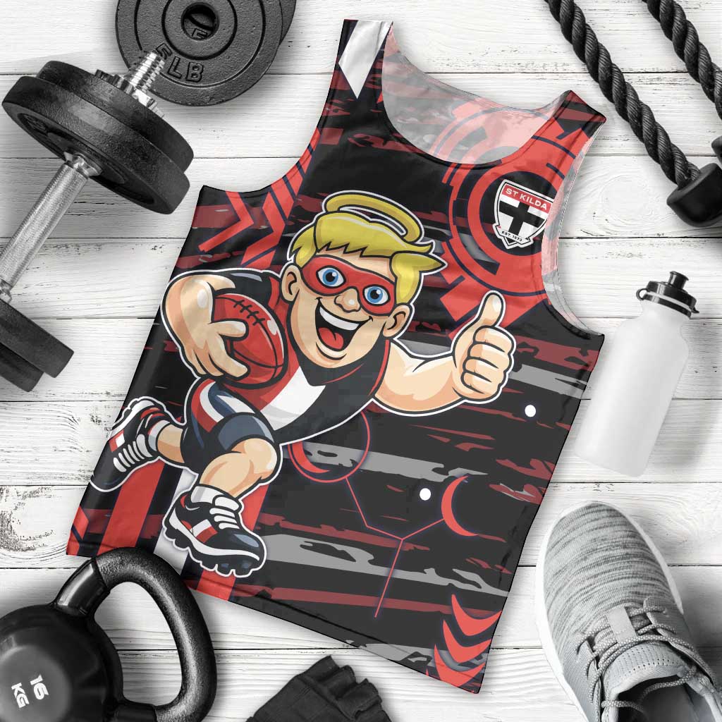 St Kilda Saints Men Tank Top Mascot Cartoon Football Illustration Style