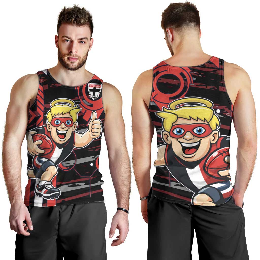 St Kilda Saints Men Tank Top Mascot Cartoon Football Illustration Style