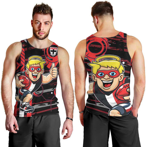 St Kilda Saints Men Tank Top Mascot Cartoon Football Illustration Style