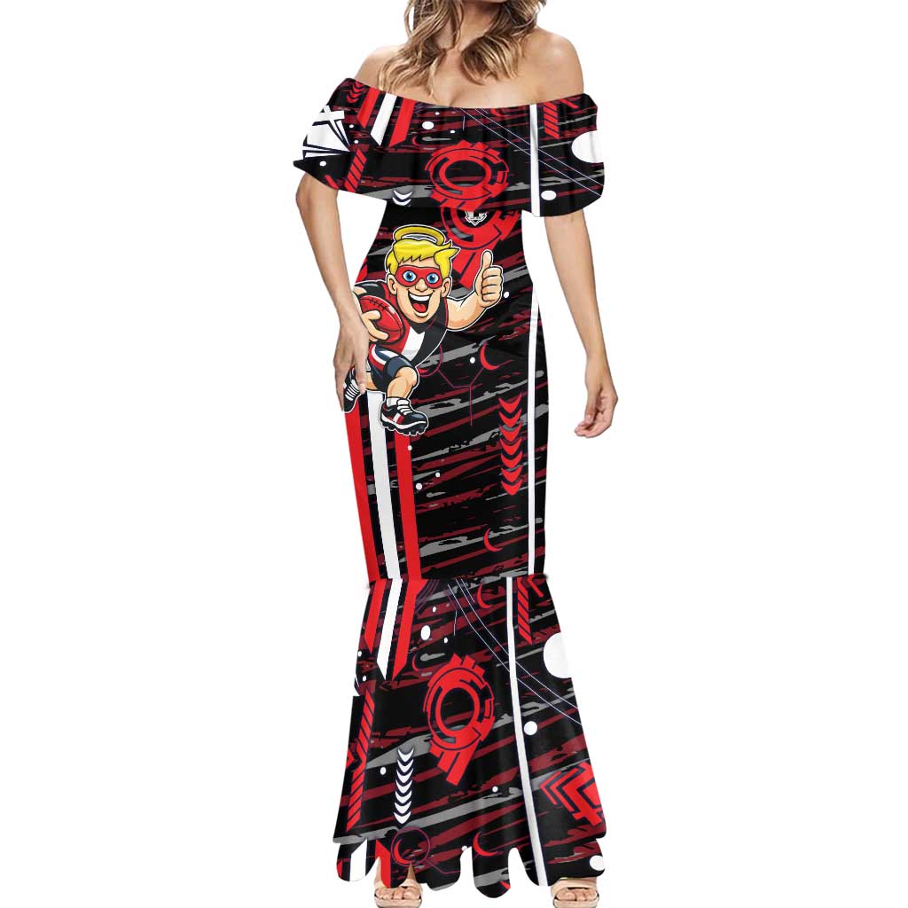 St Kilda Saints Mermaid Dress Mascot Cartoon Football Illustration Style