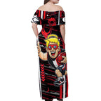 St Kilda Saints Off Shoulder Maxi Dress Mascot Cartoon Football Illustration Style
