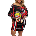 St Kilda Saints Off Shoulder Short Dress Mascot Cartoon Football Illustration Style