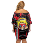 St Kilda Saints Off Shoulder Short Dress Mascot Cartoon Football Illustration Style