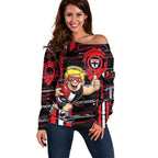 St Kilda Saints Off Shoulder Sweater Mascot Cartoon Football Illustration Style