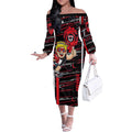 St Kilda Saints Off The Shoulder Long Sleeve Dress Mascot Cartoon Football Illustration Style