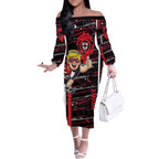 St Kilda Saints Off The Shoulder Long Sleeve Dress Mascot Cartoon Football Illustration Style