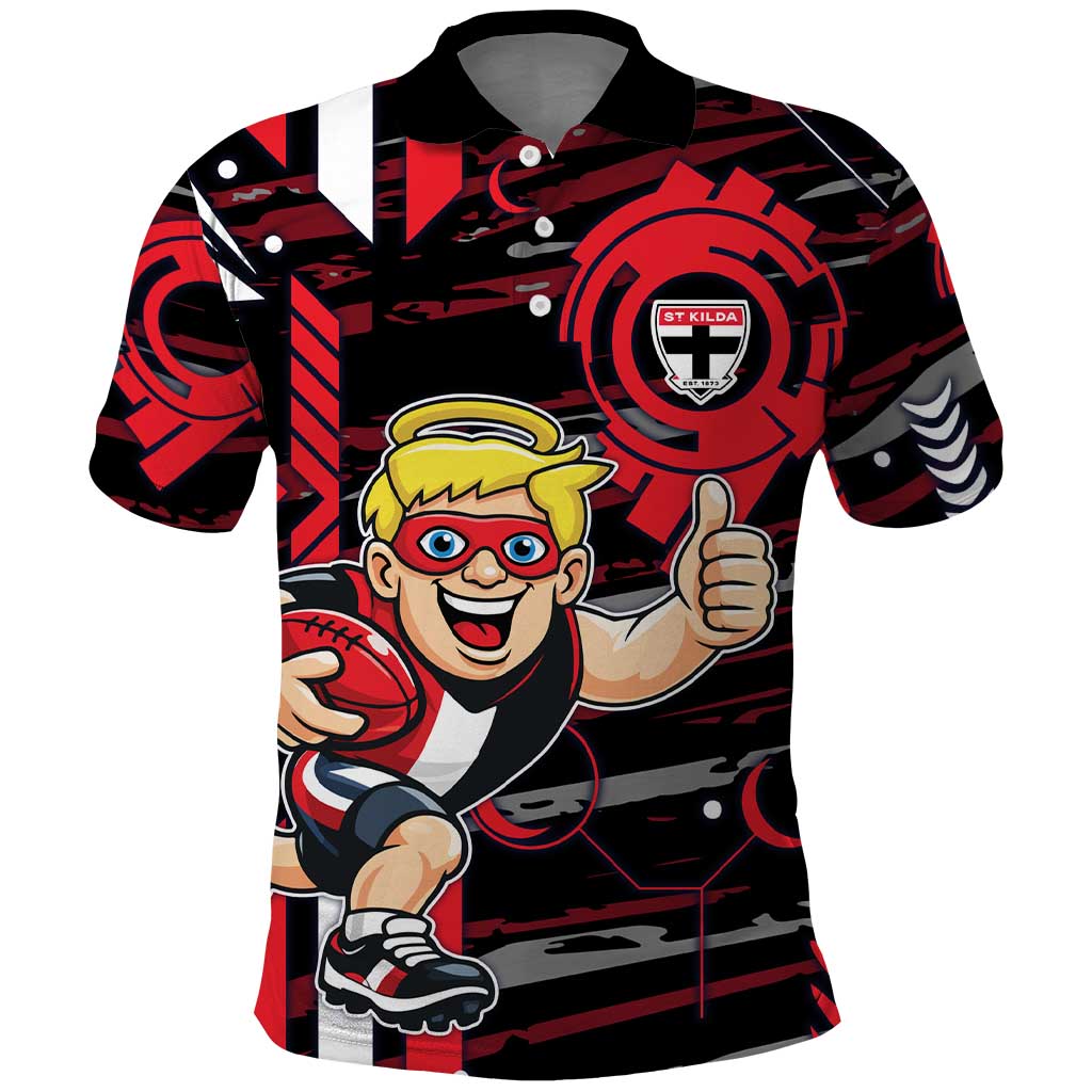 St Kilda Saints Polo Shirt Mascot Cartoon Football Illustration Style