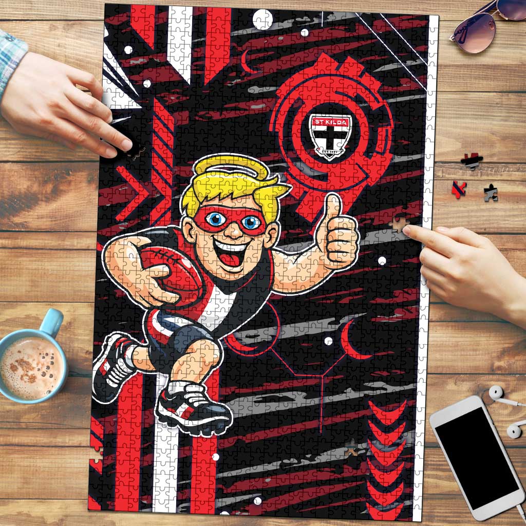 St Kilda Saints Puzzle Mascot Cartoon Football Illustration Style