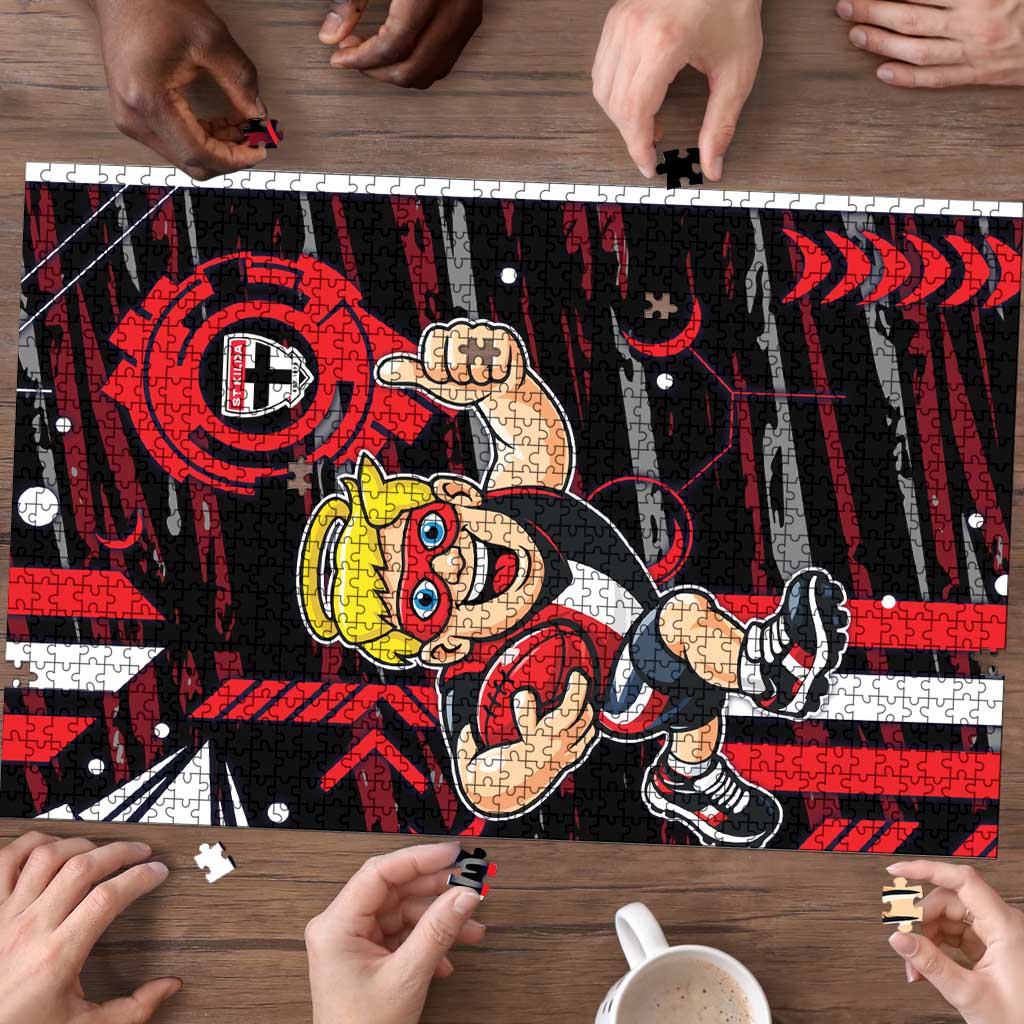 St Kilda Saints Puzzle Mascot Cartoon Football Illustration Style
