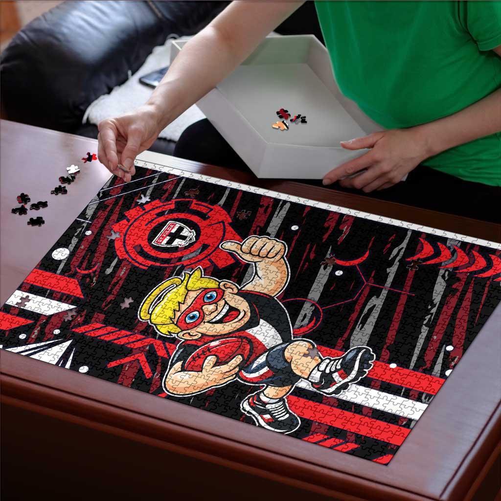 St Kilda Saints Puzzle Mascot Cartoon Football Illustration Style