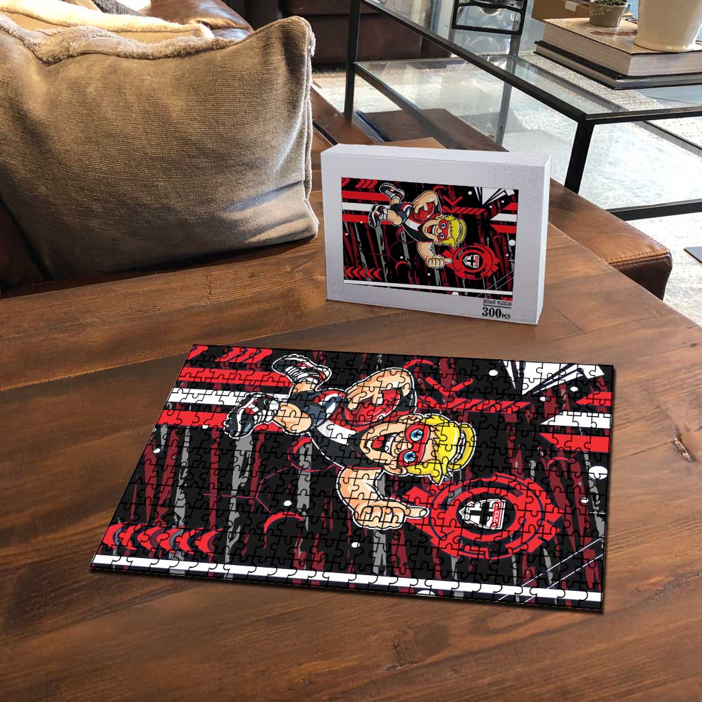 St Kilda Saints Puzzle Mascot Cartoon Football Illustration Style