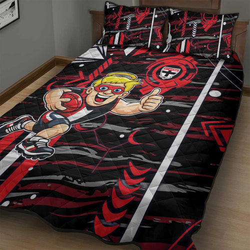 St Kilda Saints Quilt Bed Set Mascot Cartoon Football Illustration Style