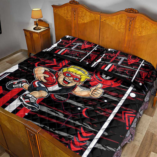 St Kilda Saints Quilt Bed Set Mascot Cartoon Football Illustration Style