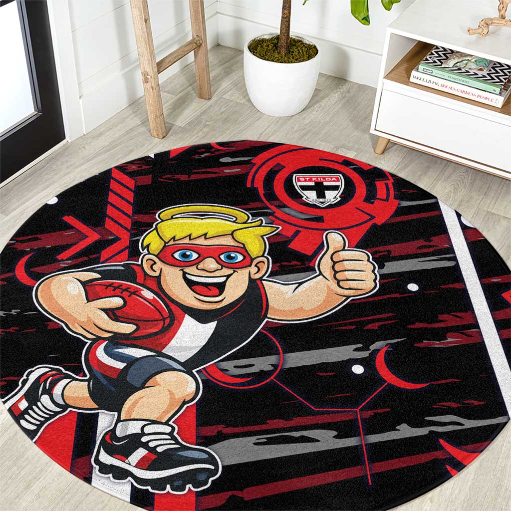 St Kilda Saints Round Carpet Mascot Cartoon Football Illustration Style