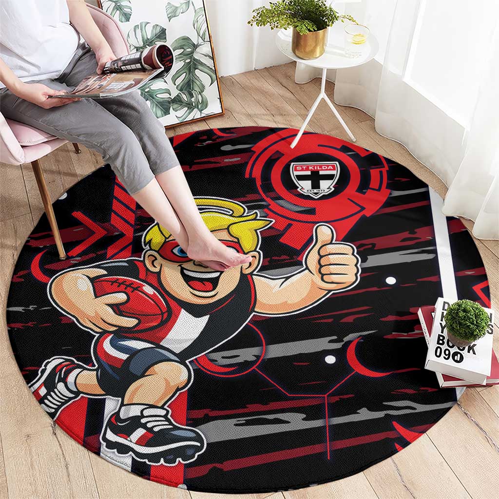 St Kilda Saints Round Carpet Mascot Cartoon Football Illustration Style