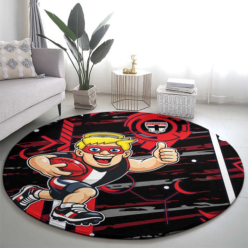 St Kilda Saints Round Carpet Mascot Cartoon Football Illustration Style