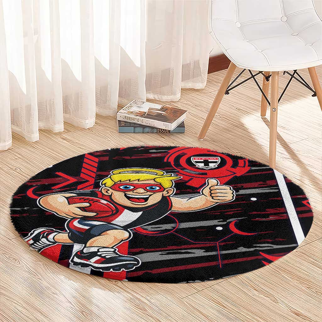 St Kilda Saints Round Carpet Mascot Cartoon Football Illustration Style