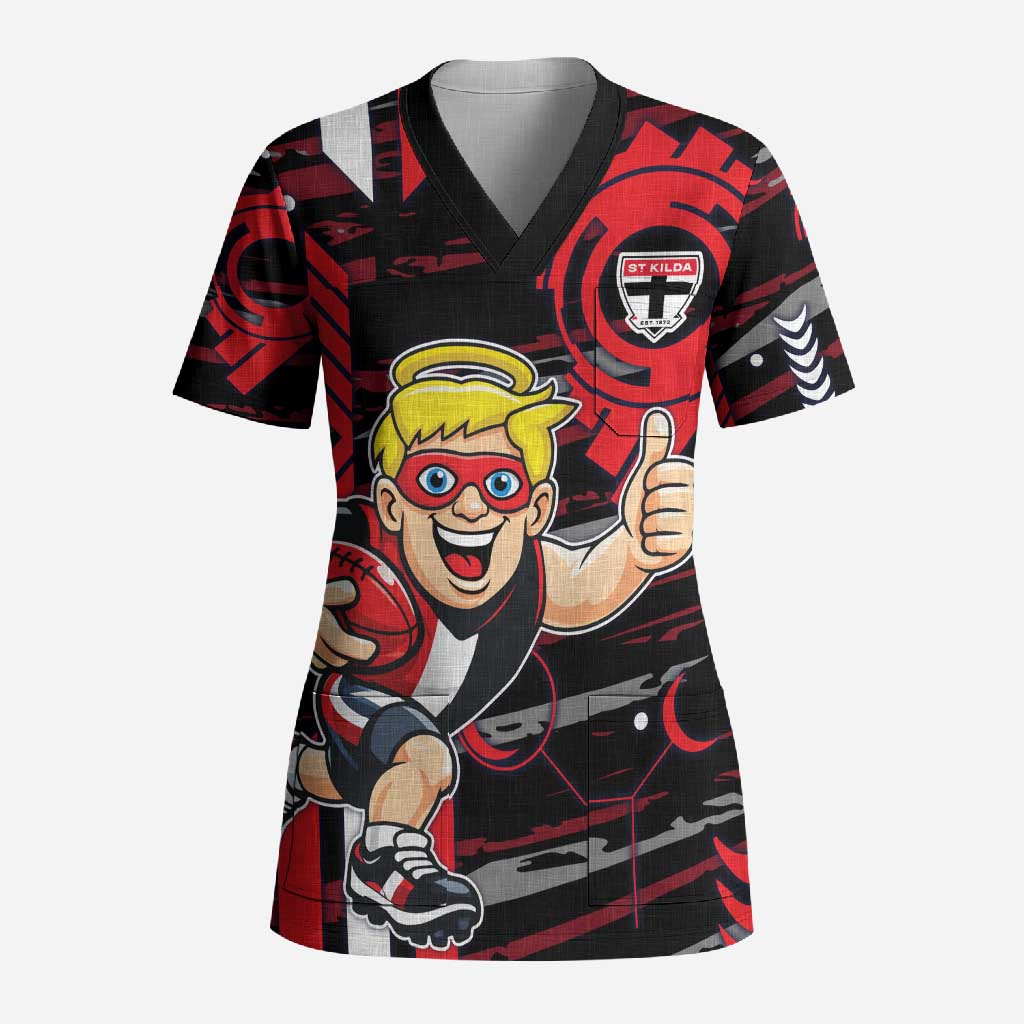 St Kilda Saints Scrub Top Mascot Cartoon Football Illustration Style