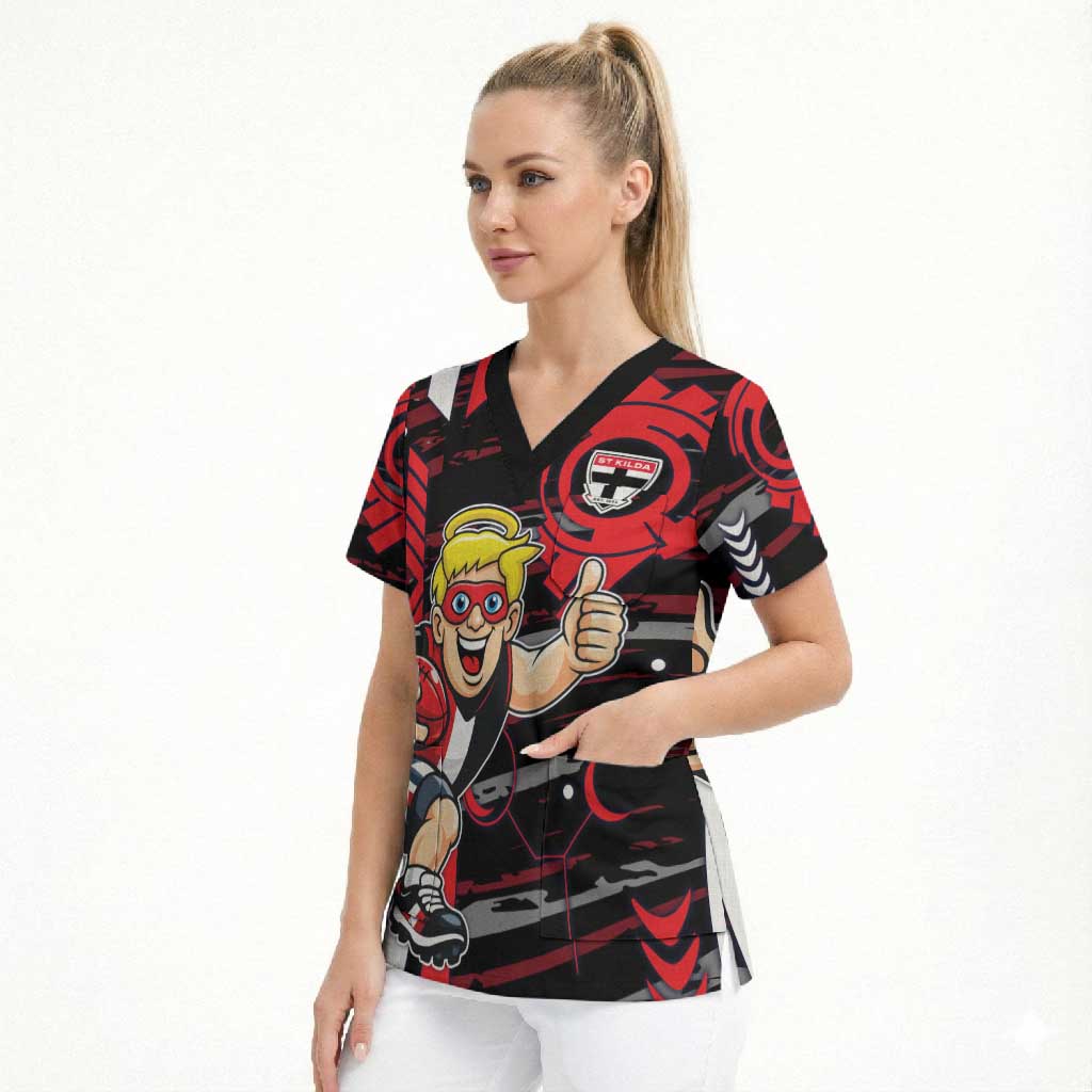 St Kilda Saints Scrub Top Mascot Cartoon Football Illustration Style