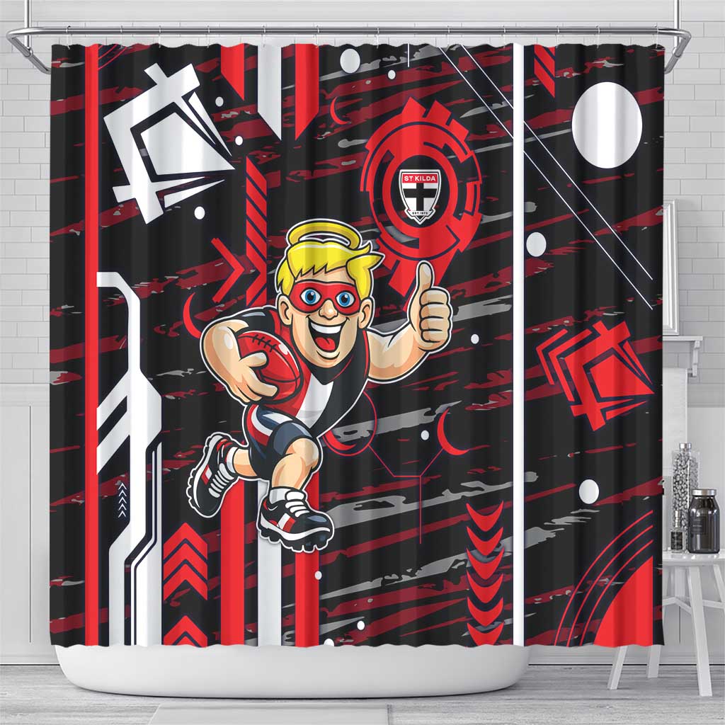 St Kilda Saints Shower Curtain Mascot Cartoon Football Illustration Style