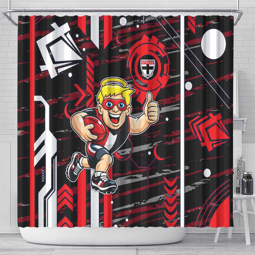 St Kilda Saints Shower Curtain Mascot Cartoon Football Illustration Style