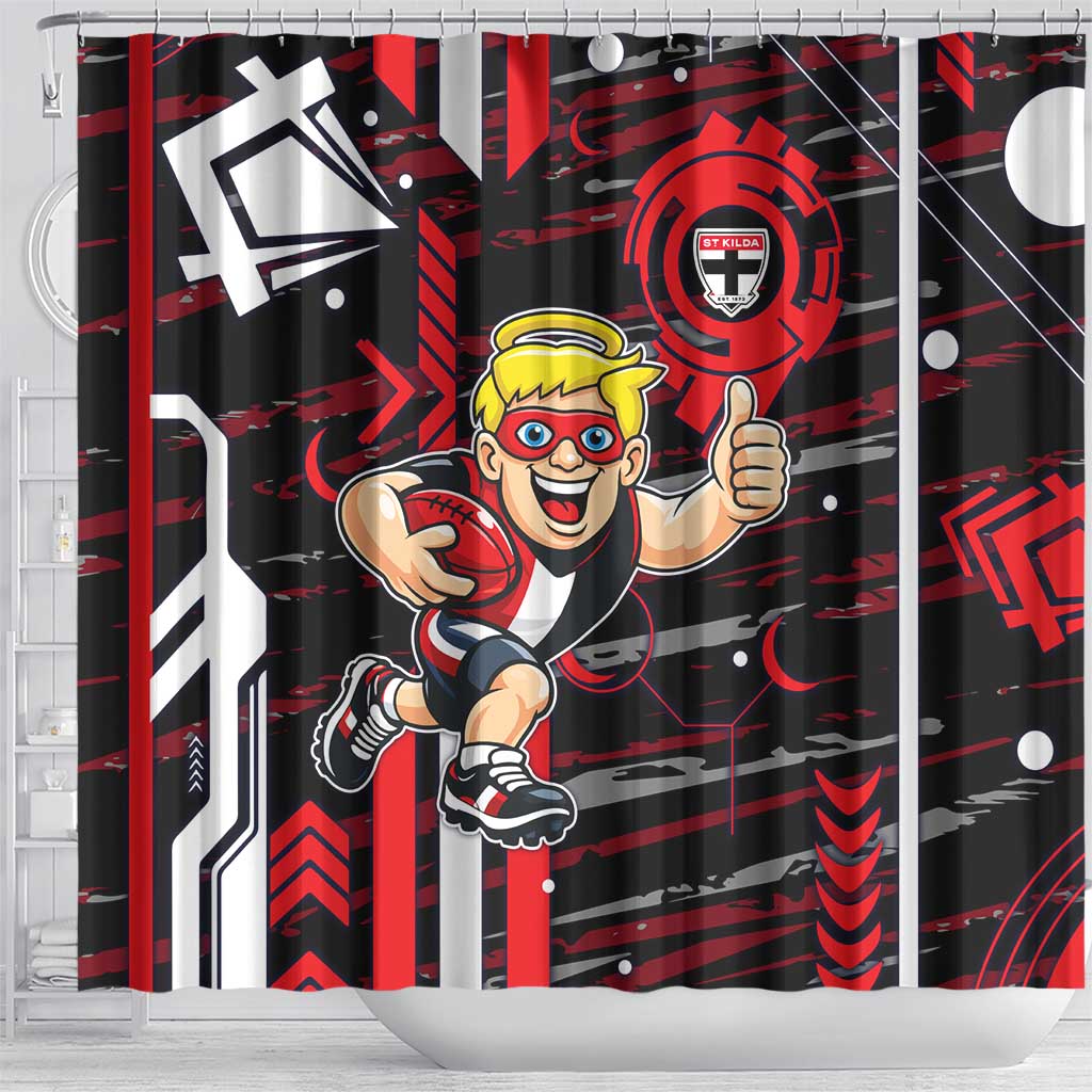 St Kilda Saints Shower Curtain Mascot Cartoon Football Illustration Style