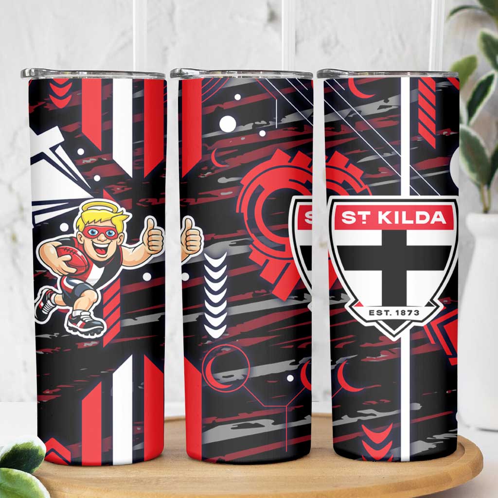 St Kilda Saints Skinny Tumbler Mascot Cartoon Football Illustration Style