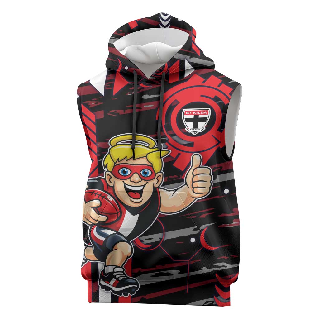 St Kilda Saints Sleeveless Hoodie Mascot Cartoon Football Illustration Style