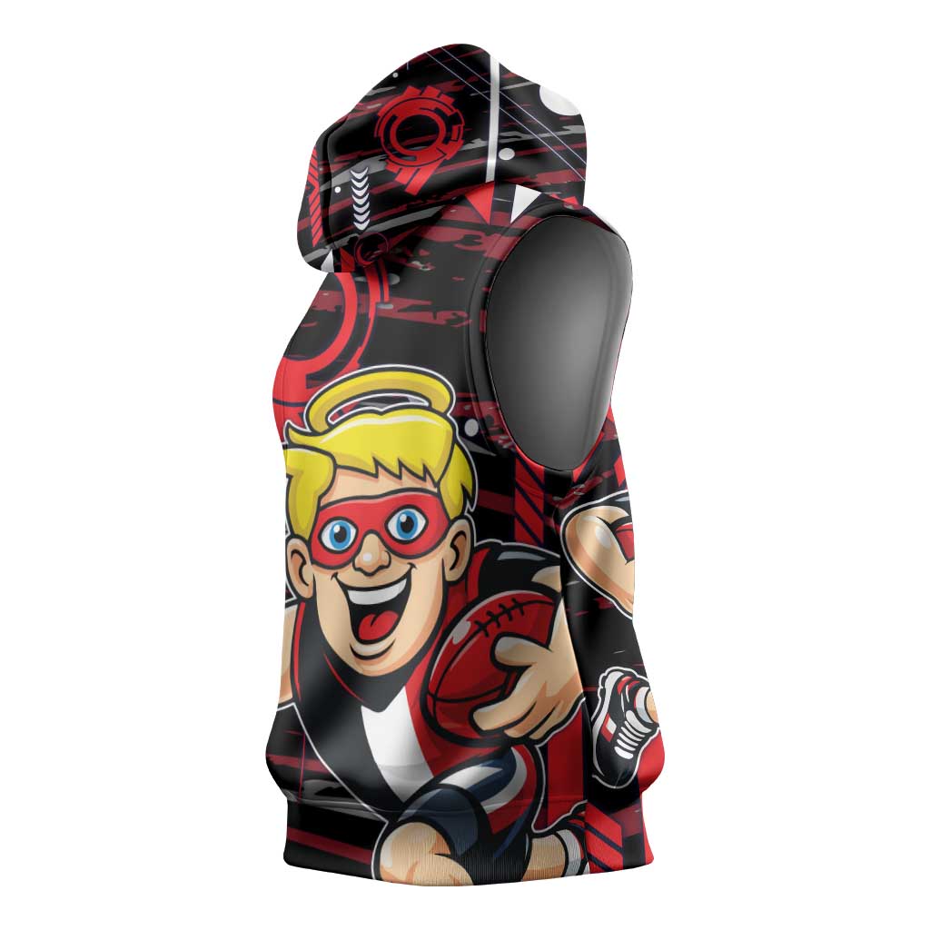 St Kilda Saints Sleeveless Hoodie Mascot Cartoon Football Illustration Style