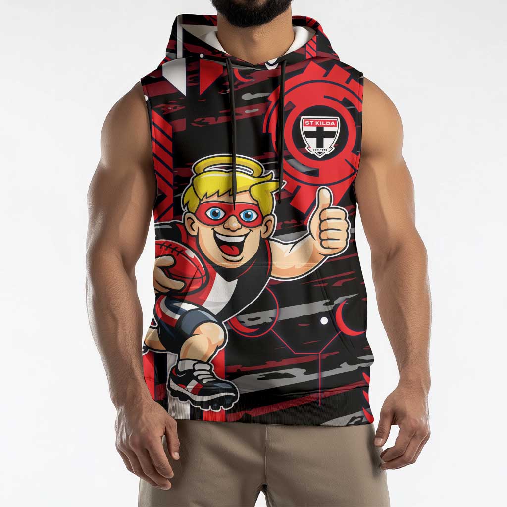 St Kilda Saints Sleeveless Hoodie Mascot Cartoon Football Illustration Style