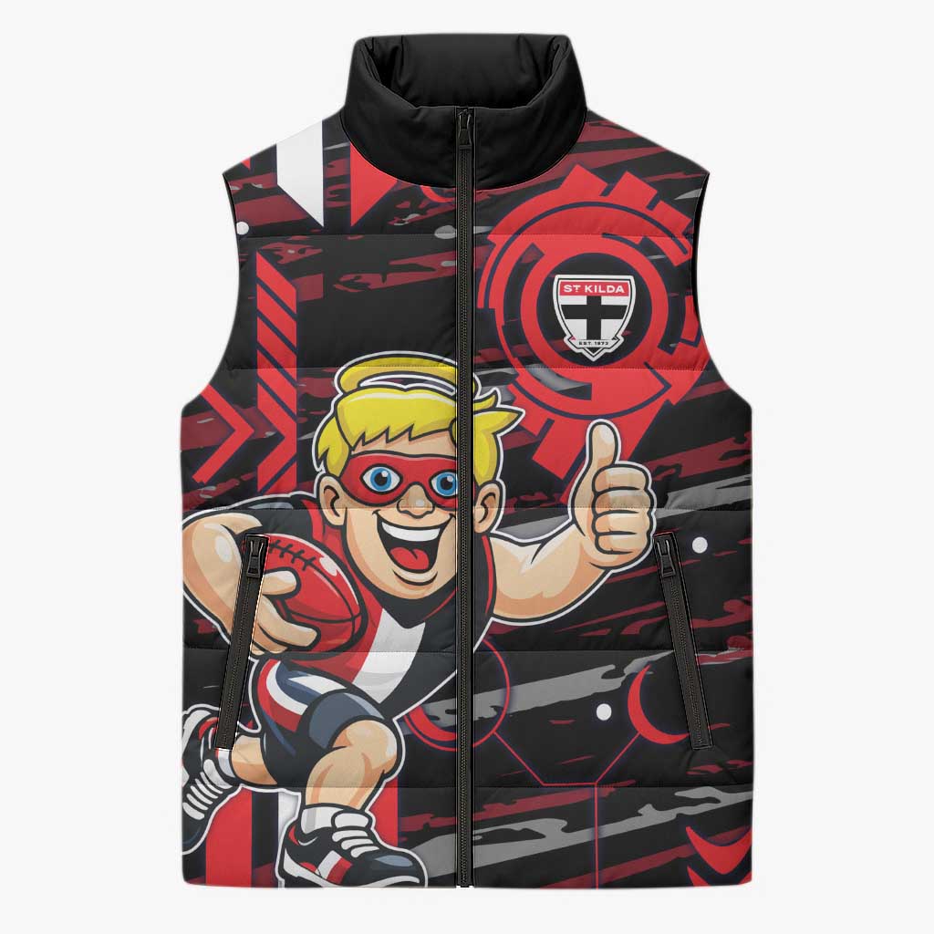 St Kilda Saints Sleeveless Puffer Jacket Mascot Cartoon Football Illustration Style