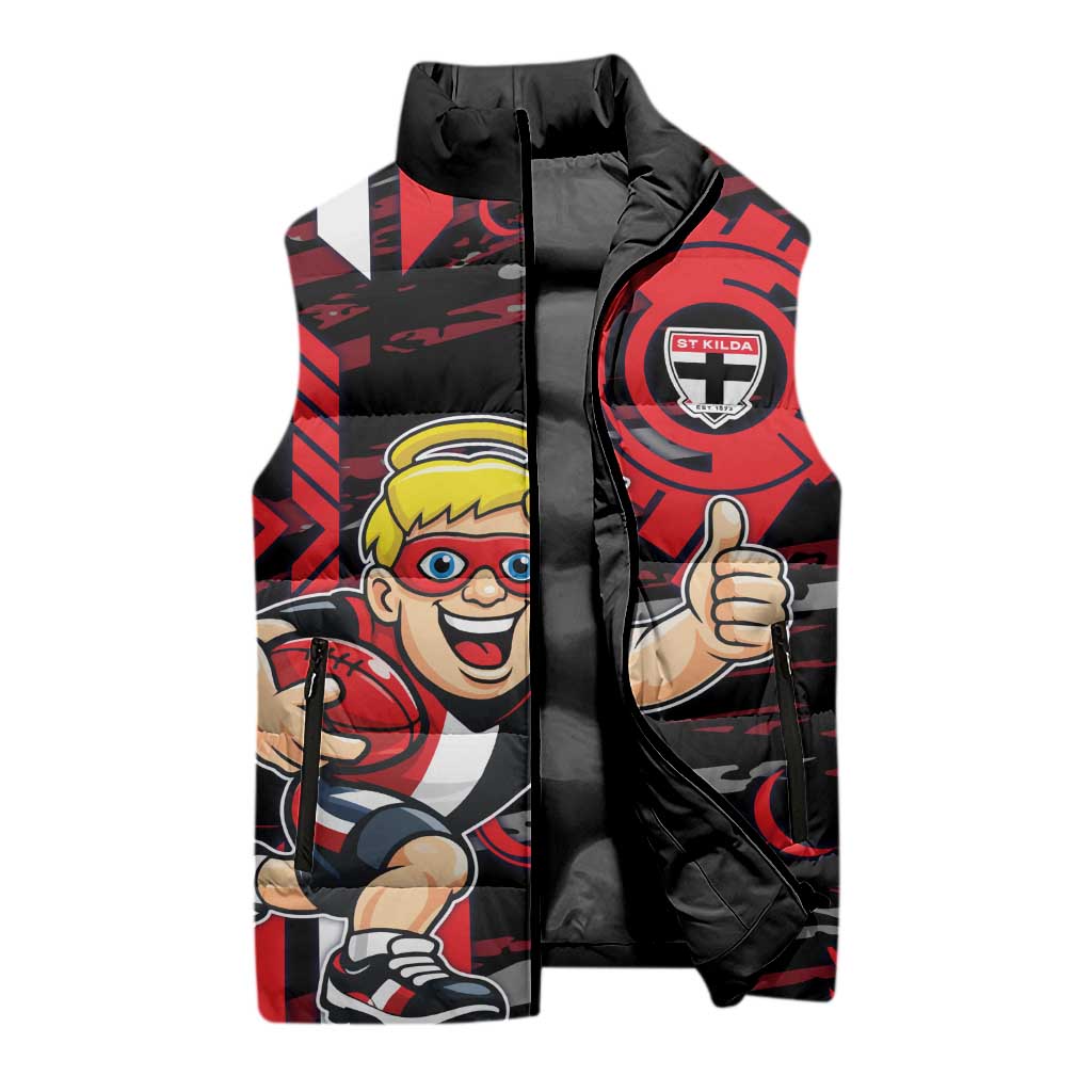 St Kilda Saints Sleeveless Puffer Jacket Mascot Cartoon Football Illustration Style