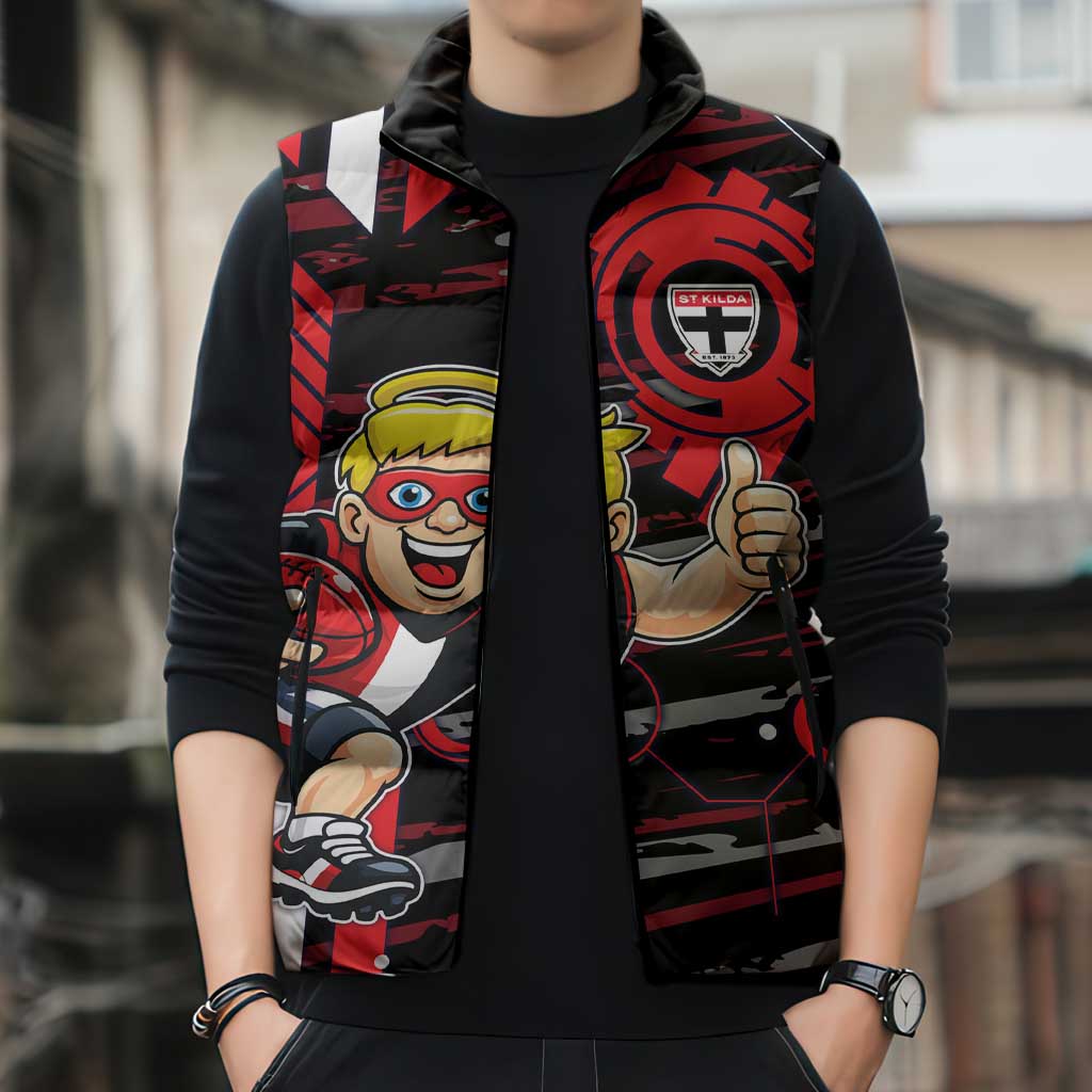 St Kilda Saints Sleeveless Puffer Jacket Mascot Cartoon Football Illustration Style