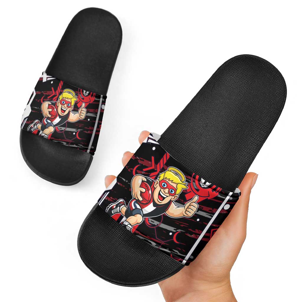 St Kilda Saints Slide Sandals Mascot Cartoon Football Illustration Style