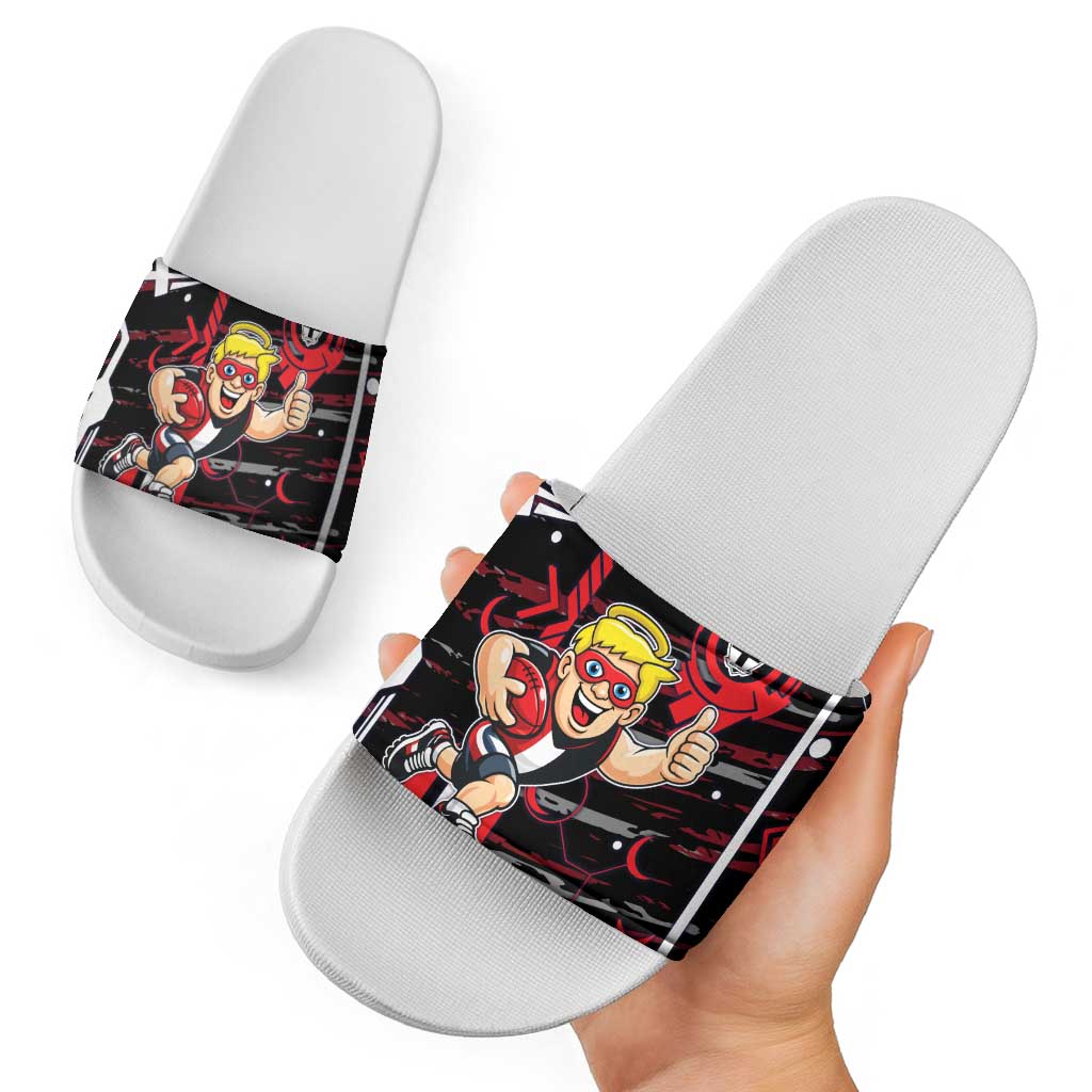 St Kilda Saints Slide Sandals Mascot Cartoon Football Illustration Style