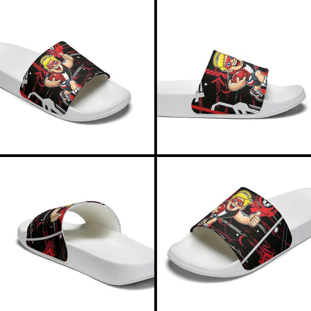 St Kilda Saints Slide Sandals Mascot Cartoon Football Illustration Style