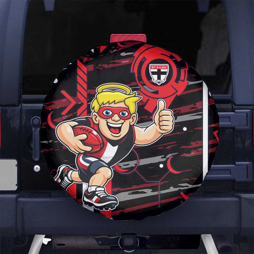 St Kilda Saints Spare Tire Cover Mascot Cartoon Football Illustration Style