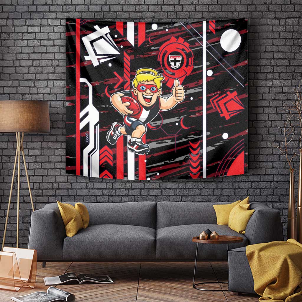 St Kilda Saints Tapestry Mascot Cartoon Football Illustration Style
