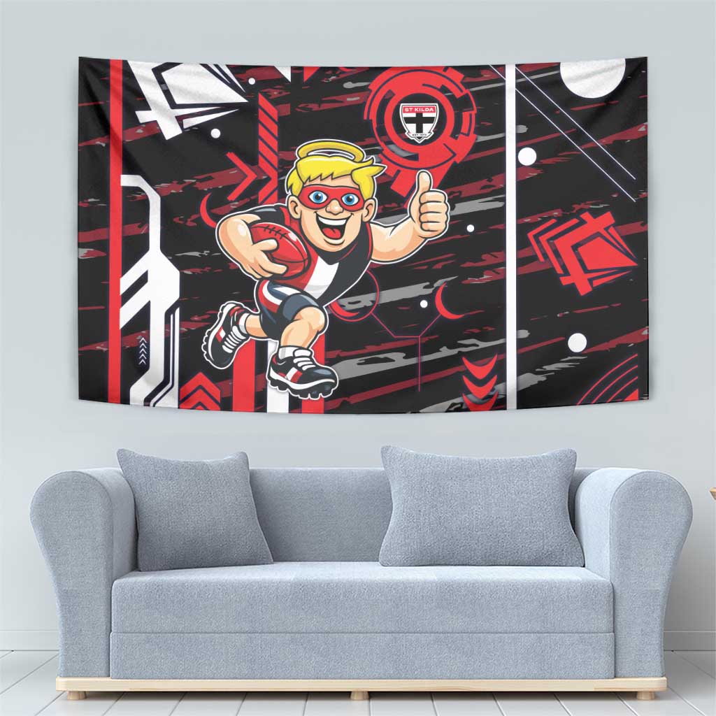 St Kilda Saints Tapestry Mascot Cartoon Football Illustration Style