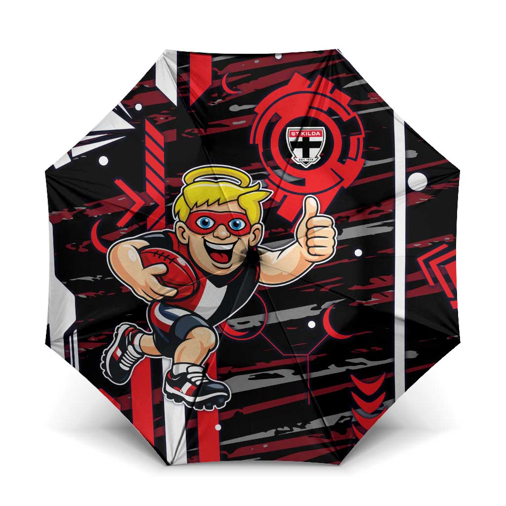 St Kilda Saints Umbrella Mascot Cartoon Football Illustration Style